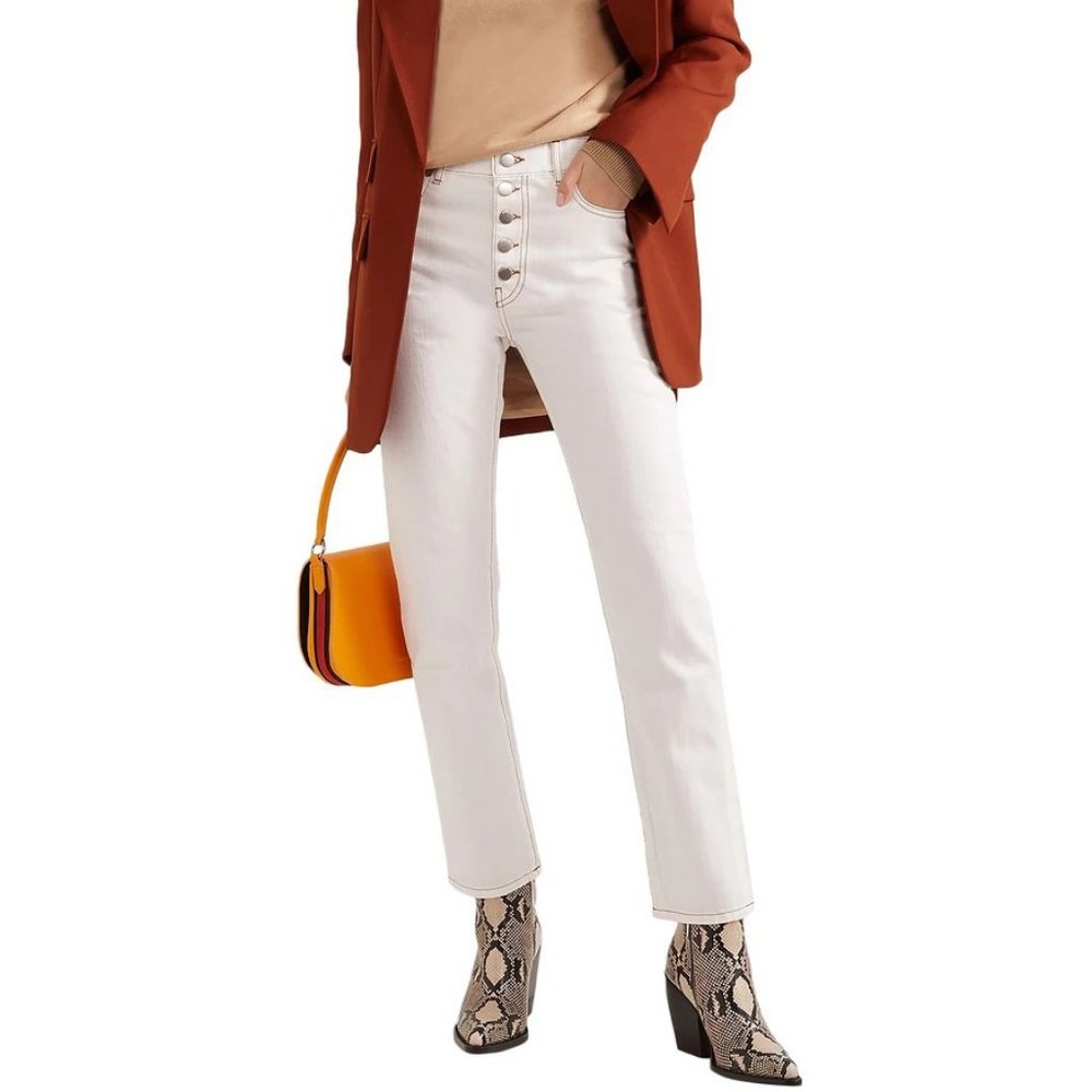 JOSEPH Den High Rise Straight Leg White Jeans 26